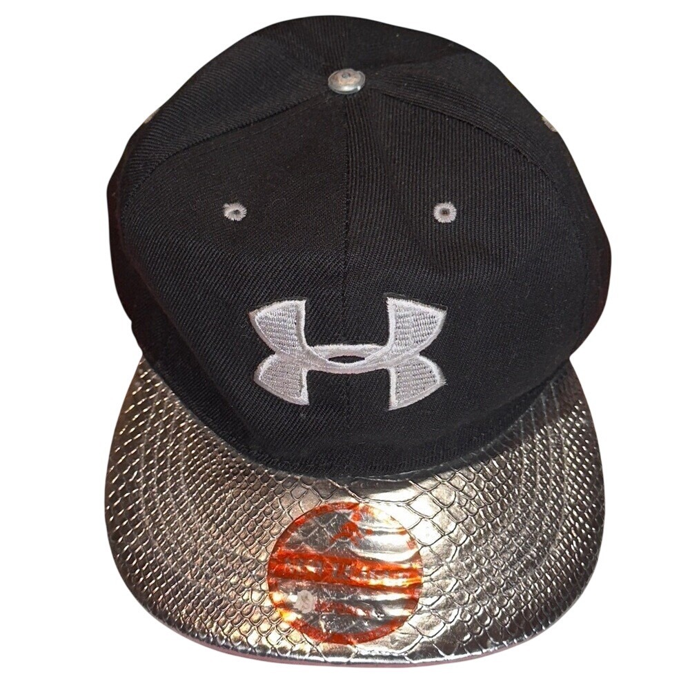 Under Armour Kids Black‎ Metallic Silver Snake Skin Cap Hat Boys Snapback OSFA